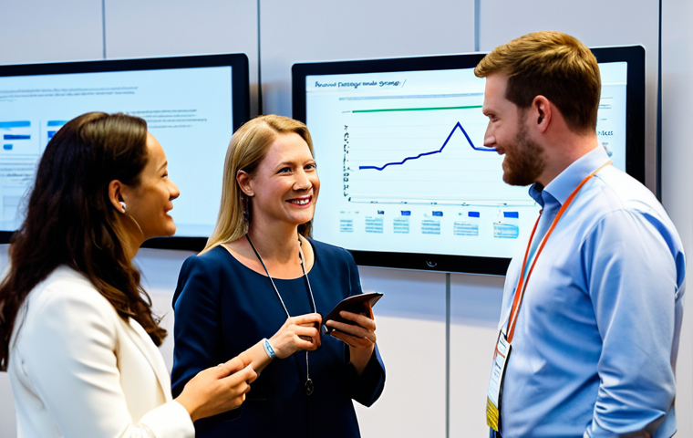 A diverse group of professional adults, fully clothed in modest business attire, actively engaged in a modern energy technology conference. The scene captures vibrant collaborative learning, with individuals presenting complex data on a large screen while others network and exchange ideas in small groups. The environment is bright and forward-looking, showcasing advanced tech displays and an atmosphere of knowledge acquisition, networking, and career development. Appropriate content, safe for work, fully clothed, professional, perfect anatomy, correct proportions, well-formed hands, natural pose, professional photography, high quality.